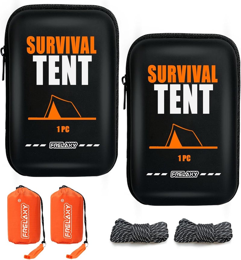 Frelaxy Extra-Thick Emergency Tent, Compact Survival Tent with Whistle, Upgraded Paracord, Storage Pouch, and EVA Case, 2 Person Emergency Shelter for Backpacking, Hiking, Outdoor - Image 1